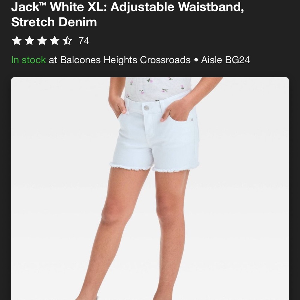 Target Kids White Denim Shorts - never been worn. New with tags.